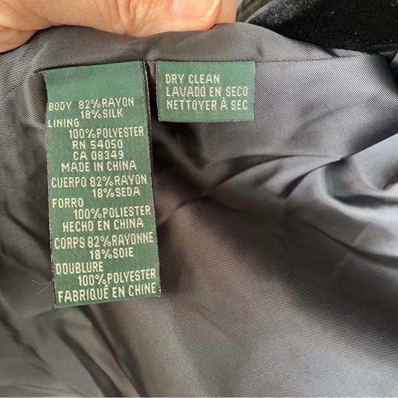 Lauren Ralph Lauren Black Silk Blend Velvet Cocktail Party Blazer Women's X-Larg - Picture 9 of 11